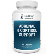 Dr. Berg Adrenal Capsules bottle highlighting cortisol support and focus