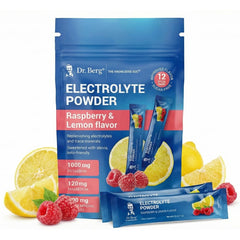 Dr. Berg Nutritionals improved flavor electrolyte packet pour demonstrating easy on-the-go hydration