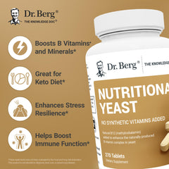 Dr. Berg yeast tablets label highlights B vitamin complex for daily support
