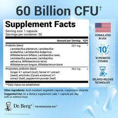 Close-up of Dr Berg probiotic capsules for easy daily use.