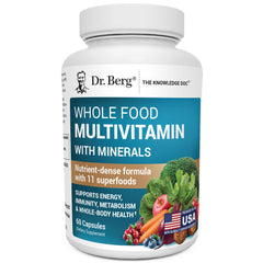 Dr. Berg Whole Food Multivitamin bottle front shows premium blend for daily wellness