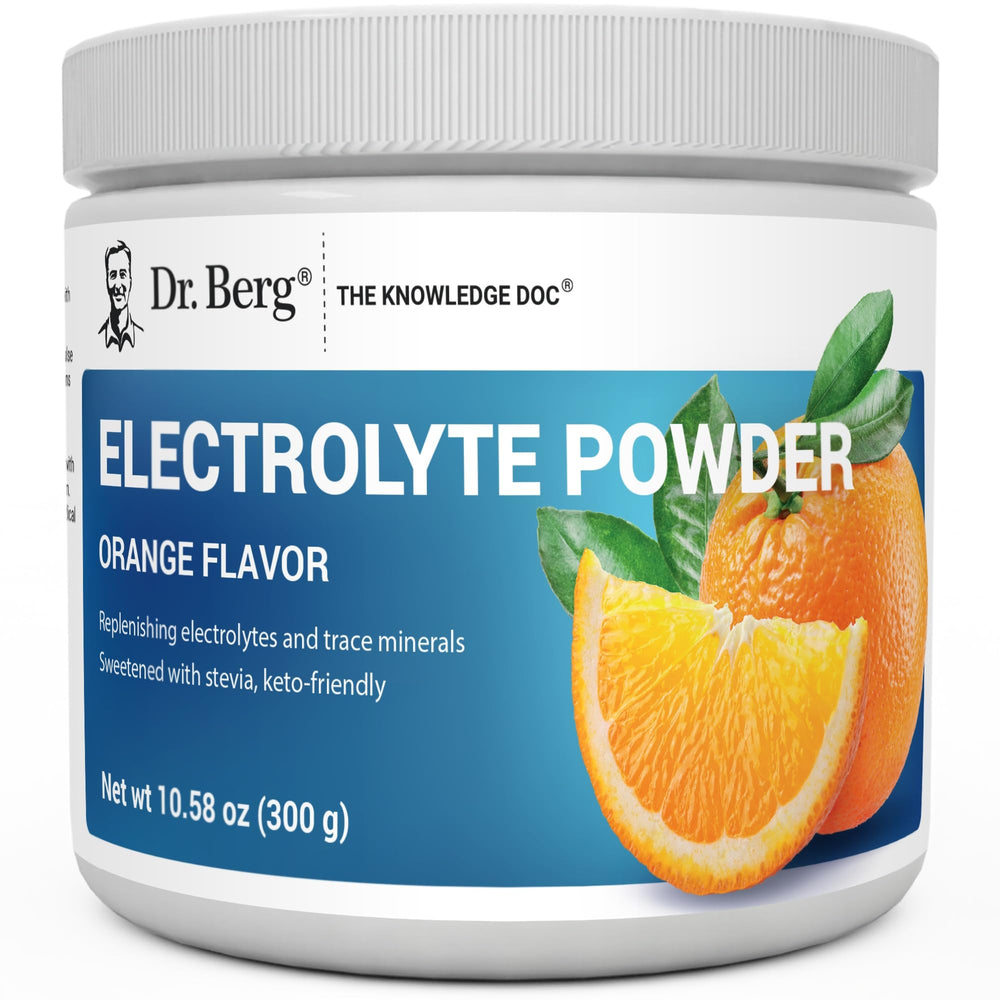 Dr. Berg Zero Sugar hydration orange bottle pours for keto-friendly hydration