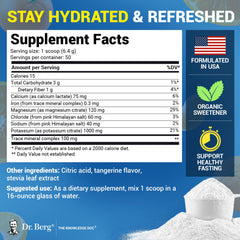 Front packaging of Dr. Berg Zero Sugar Hydration with 50 servings