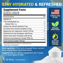 Dr. Berg Zero Sugar Hydration tropical flavor in glass with refreshing taste