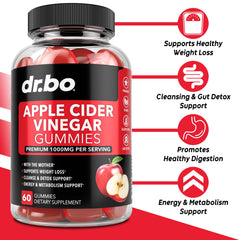 DR. BO ACV Gummies closeup reveals chewy texture and apple flavor