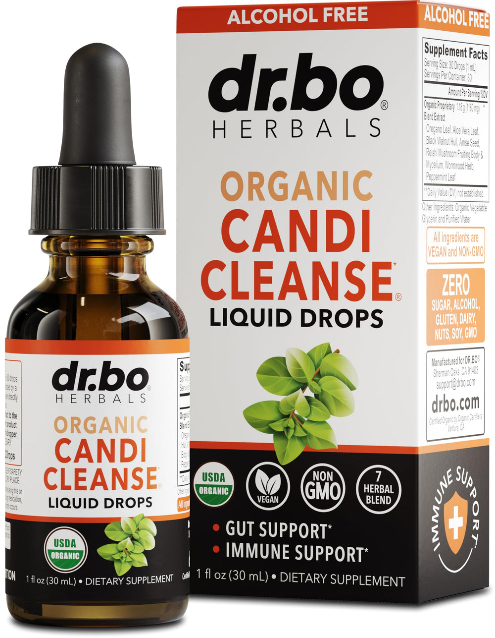 DR. BO Candi Cleanse bottle pour shows convenient gut detox option.