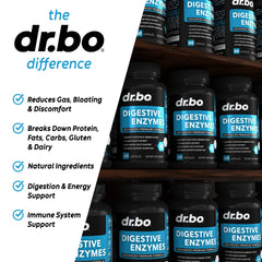 DR. BO Digestive Enzymes label detail highlights the enzyme blend