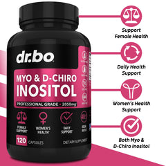 DR. BO Myo-Inositol capsules close-up, easy-to-swallow for daily use.