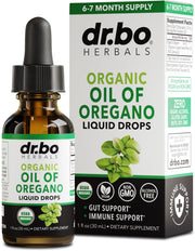 DR. BO Oregano Oil Organic Drops bottle for easy daily immune support.