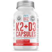 Dr. Boz K2 D3 capsules bottle front showing label for bone support.