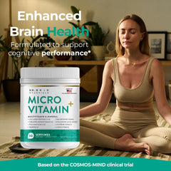 Dr Brad Stanfield MicroVitamin+ mixed berry powder in glass shows natural flavor.