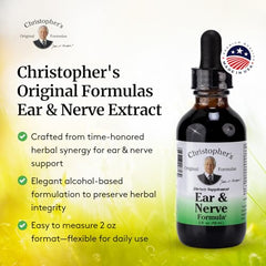 Dr Christopher's Ear and Nerve packaging details aid informed shopping.
