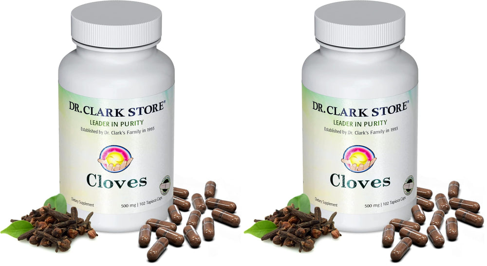 Dr Clark Store cloves dietary supplement bottle promotes daily digestive support