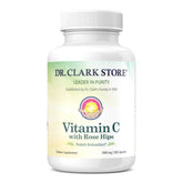 Dr Clark Vitamin C with Rose Hips bottle showing 1000mg capsules for immune support
