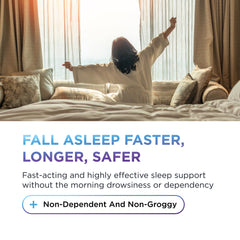 Packaging illustration of EZ DOZE conveys natural, non-habit forming sleep aid.