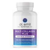 DR. EMIL NUTRITION Multi Collagen Plus bottle with all-in-one blend for hair, skin, and nails.