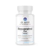 DR. EMIL NUTRITION Resveratrol capsules in a close-up shot showing dosage