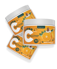 Scoop of Dr. Keith's Own Super C blends into water for gentle immune support.