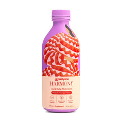Dr. Kellyann Harmony bottle front signals plant-based daily nutrition for energy.
