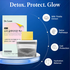 Dr Lean Glutathione Max bottle close-up emphasizing sleek packaging