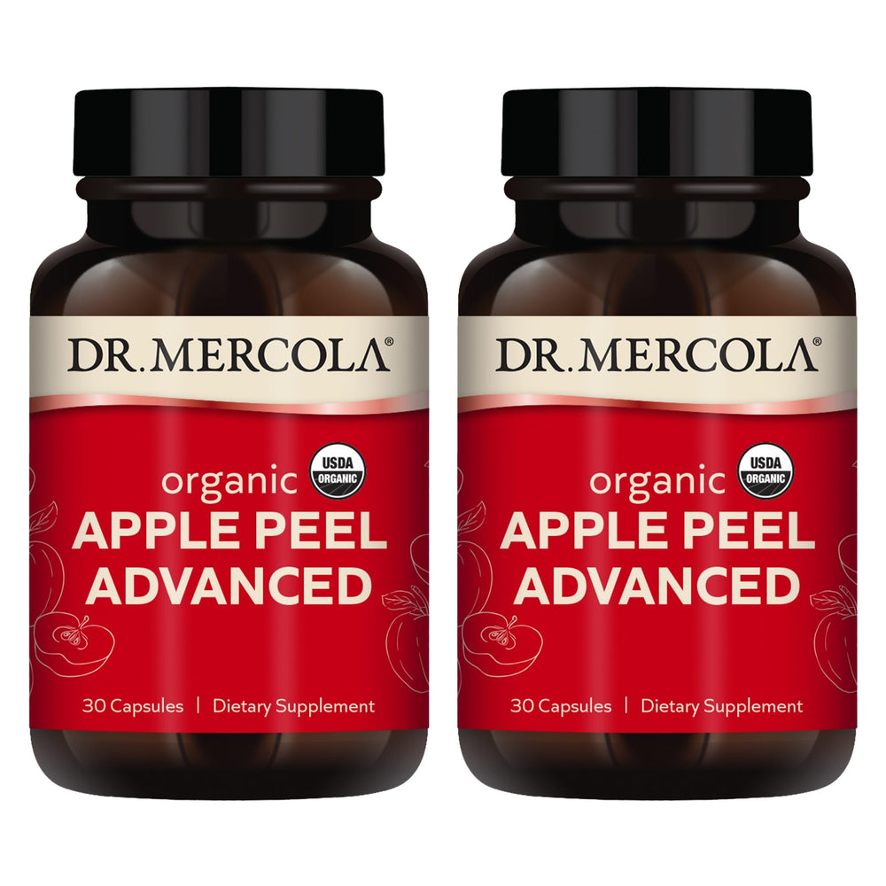 Dr. Mercola Apple Peel Advanced bottle with USDA Organic, non-GMO formula may support healthy blood flow.