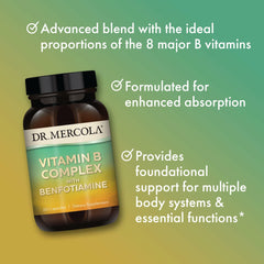 Dr. Mercola Benfotiamine tablets with organic quinoa sprouts for absorption.