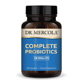 Dr. Mercola Complete Probiotics bottle with 30 capsules for gut balance.