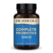 Dr. Mercola Complete Probiotics bottle with 30 capsules for gut balance.