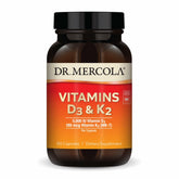 Dr. Mercola D3 K2 bottle label highlights high-potency immune and bone support