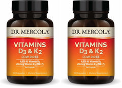 Dr. Mercola D3 & K2 Low Dose bottle front view for daily immune support