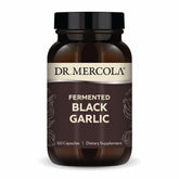 Dr. Mercola Fermented Black Garlic bottle front highlighting antioxidant support