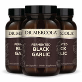 Dr. Mercola Fermented Black Garlic bottle front highlighting immune support potential