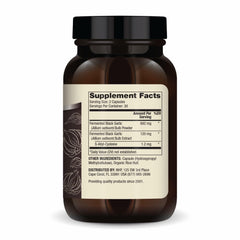 Dr. Mercola Fermented Black Garlic capsules close-up showing S-allyl-cysteine