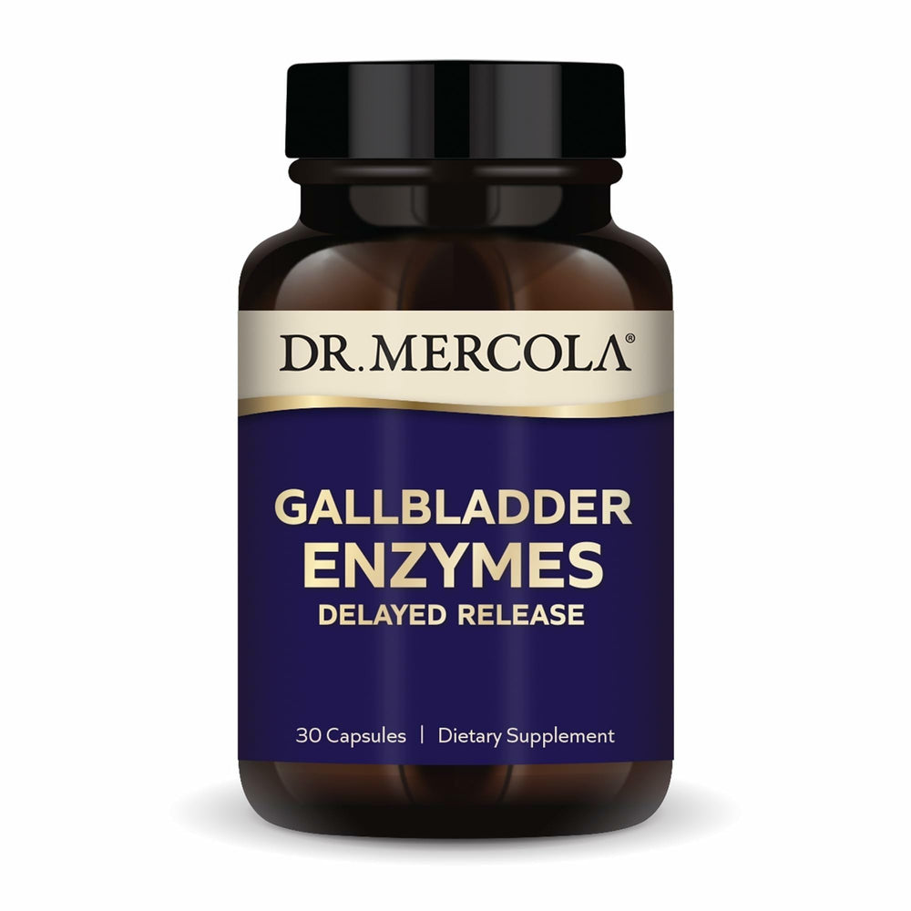 Dr Mercola Gallbladder Enzymes bottle with delayed release capsules for digestive support