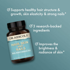 Dr. Mercola Hair, Skin and Nails packaging box communicates premium quality.