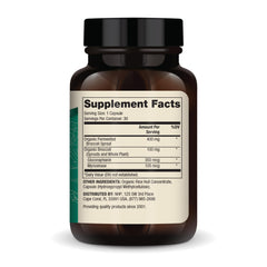Dr. Mercola label highlights 400 mg fermented broccoli sprouts and 100 mg whole broccoli