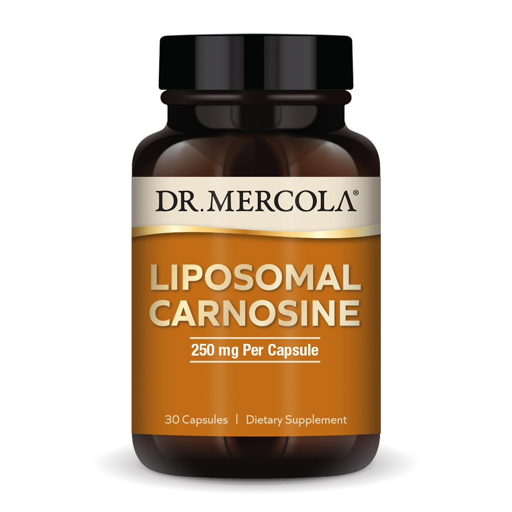 Dr. Mercola Liposomal Carnosine bottle with 30 capsules for daily use
