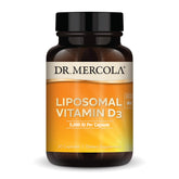 Dr. Mercola Liposomal Vitamin D3 bottle and capsules for daily immune and bone support.