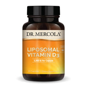 Dr. Mercola Liposomal Vitamin D3 bottle and capsules for daily immune and bone support.
