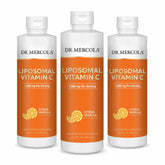 Dr. Mercola Liquid Liposomal Vitamin C bottle front showing 30 servings.