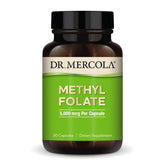 Dr. Mercola Methyl Folate bottle label shows 5 mg capsules for detox support.