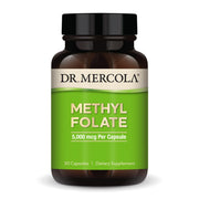 Dr. Mercola Methyl Folate bottle label shows 5 mg capsules for detox support.