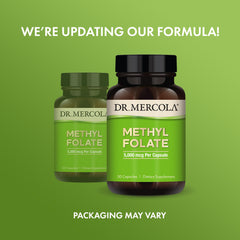 Dr. Mercola Methyl Folate capsules ready for daily cellular health routine.