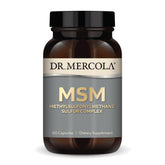 Dr. Mercola MSM Sulphur Complex bottle on the counter for daily wellness.
