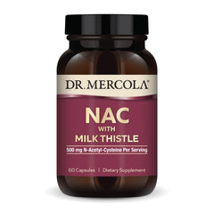 Dr Mercola NAC with Milk Thistle bottle for detox support.