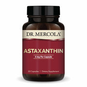 Dr. Mercola Organic Astaxanthin 4 mg bottle highlighting organic source for antioxidant support.