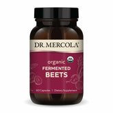 Dr. Mercola Organic Fermented Beets bottle highlighting organic nitrate source for energy