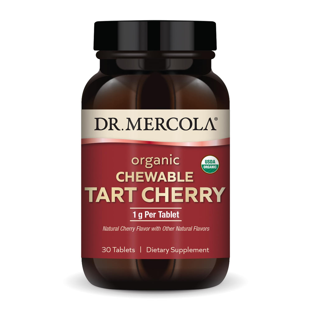 Dr. Mercola Organic Tart Cherry chewables bottle for easy daily wellness