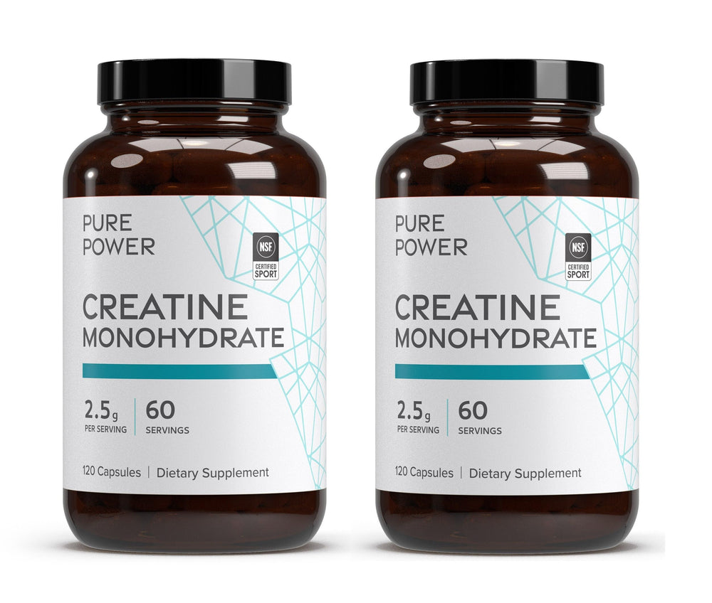 Dr. Mercola Pure Power Creatine Monohydrate bottle with athletic packaging.