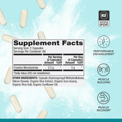 Dr. Mercola Pure Power Creatine Monohydrate capsules arranged for dosing.